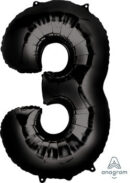 Black Foil Balloon Number 3