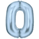 Silk Pastel Blue Foil Balloon Number 0