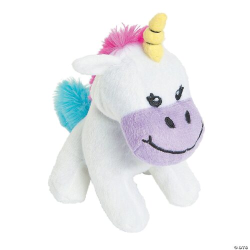 Happy White Mini Stuffed Unicorn Favor