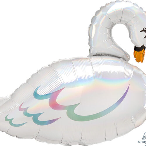Iridescent Swan Supershape Foil Balloon