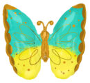 Teal & Yellow Butterfly Supershape Foil Balloon