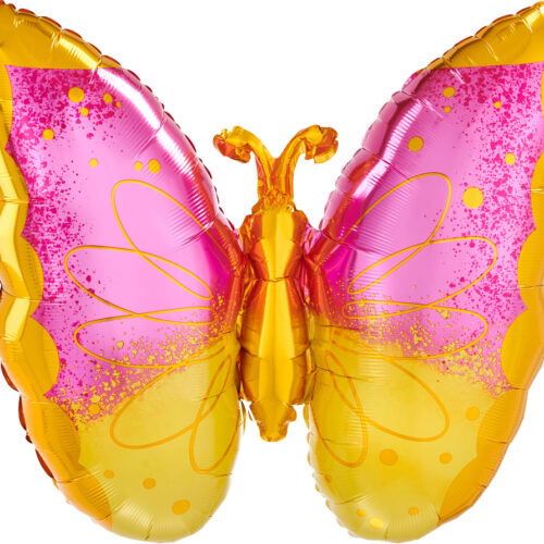 Pink & Yellow Butterfly Supershape Foil Balloon