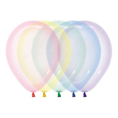 Crystal Pastel Clear Assorted Latex Balloons Pack of 100