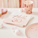 Hello 30th Birthday Party Napkins Rose Gold Pack of 16