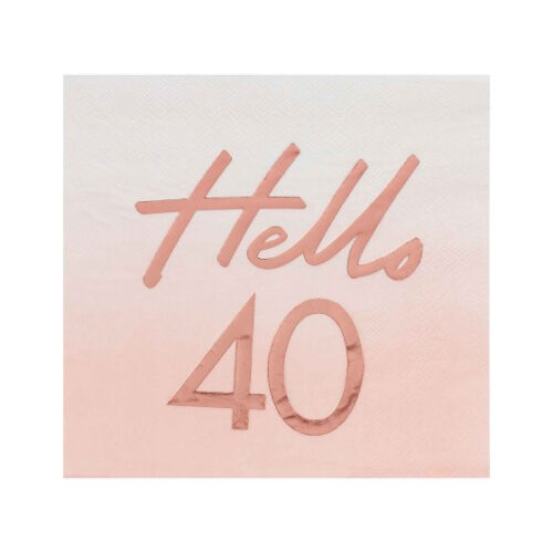 Hello 40th Birthday Party Napkins Rose Gold Pack of 16