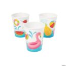 Pool Party Beach Inflatables & Umbrella Paper Cups Pack of 8