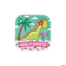 Girl Dinosaur Party Cute-O-Saurus Square Paper Dessert Plates Pack of 8