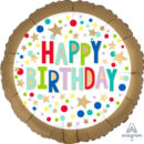 Gold Dots HBD 45cm Foil Balloon