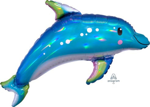 Iridescent Blue Dolphin Supershape Foil Balloon