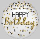 Silver and Black Dot HBD 45cm Foil Balloon